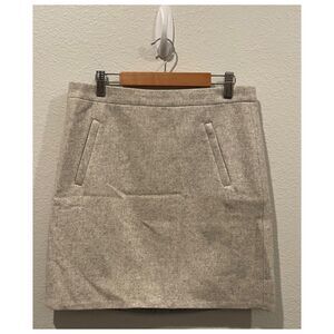 J.CREW Light Gray Marled Wool Blend Front Zip Pockets Mini Skirt